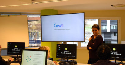 Una vintena d’usuaris de L’espai pren part en el taller de Canva